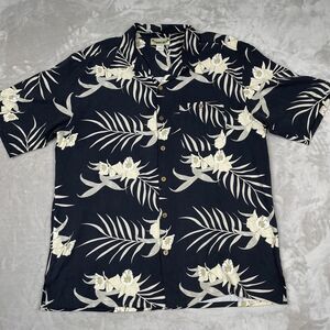 Paradise Coves Shirt Mens XL Hawaiian Camp Loop Collar Beach Aloha Floral Silk
